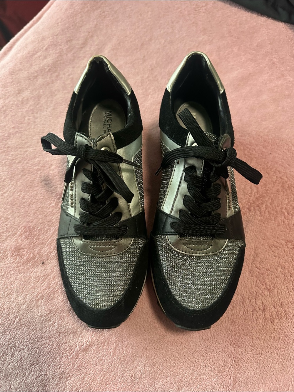 MICHAEL Michael Kors Black & Silver Lace-Up Sneakers
